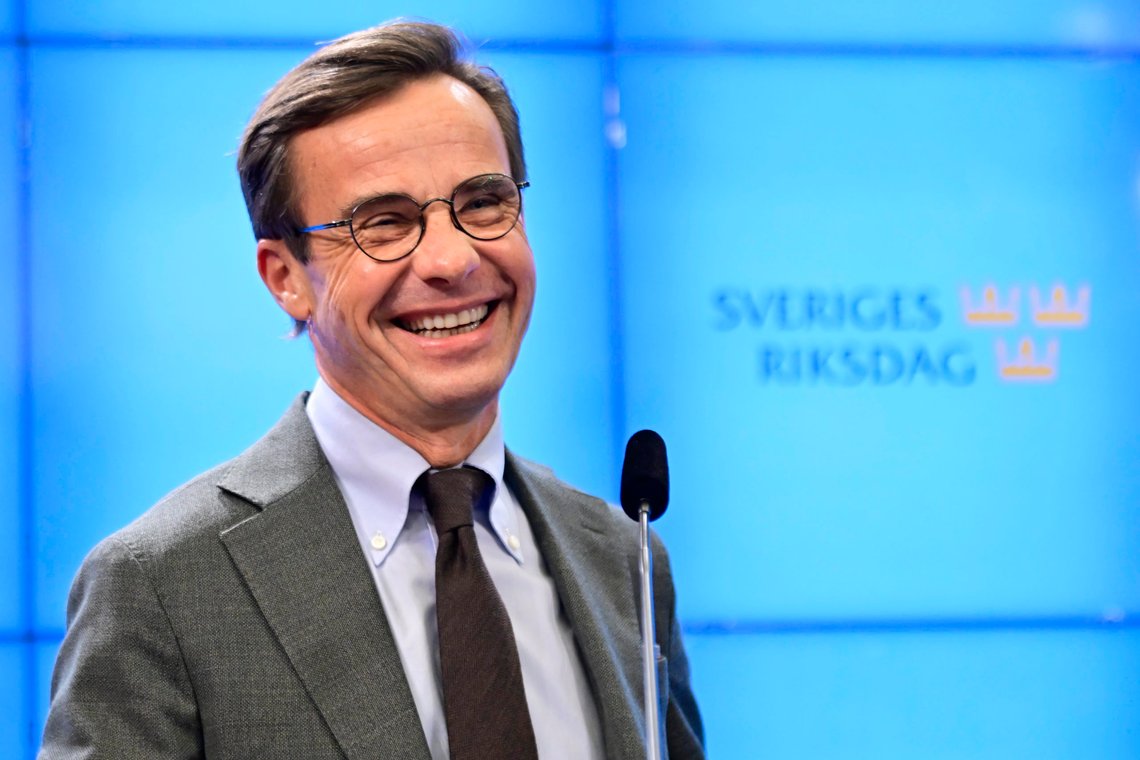 The Moderate party leader Ulf Kristersson speaks at a press conference on the formation of the new Swedish government, in Stockholm, Wednesday, Oct. 12, 2022. (Jonas Ekströmer/TT News Agency via AP) The Moderate party leader Ulf Kristersson speaks at a press conference on the formation of the new Swedish government, in Stockholm, Wednesday, Oct. 12, 2022. (Jonas Ekströmer/TT News Agency via AP)