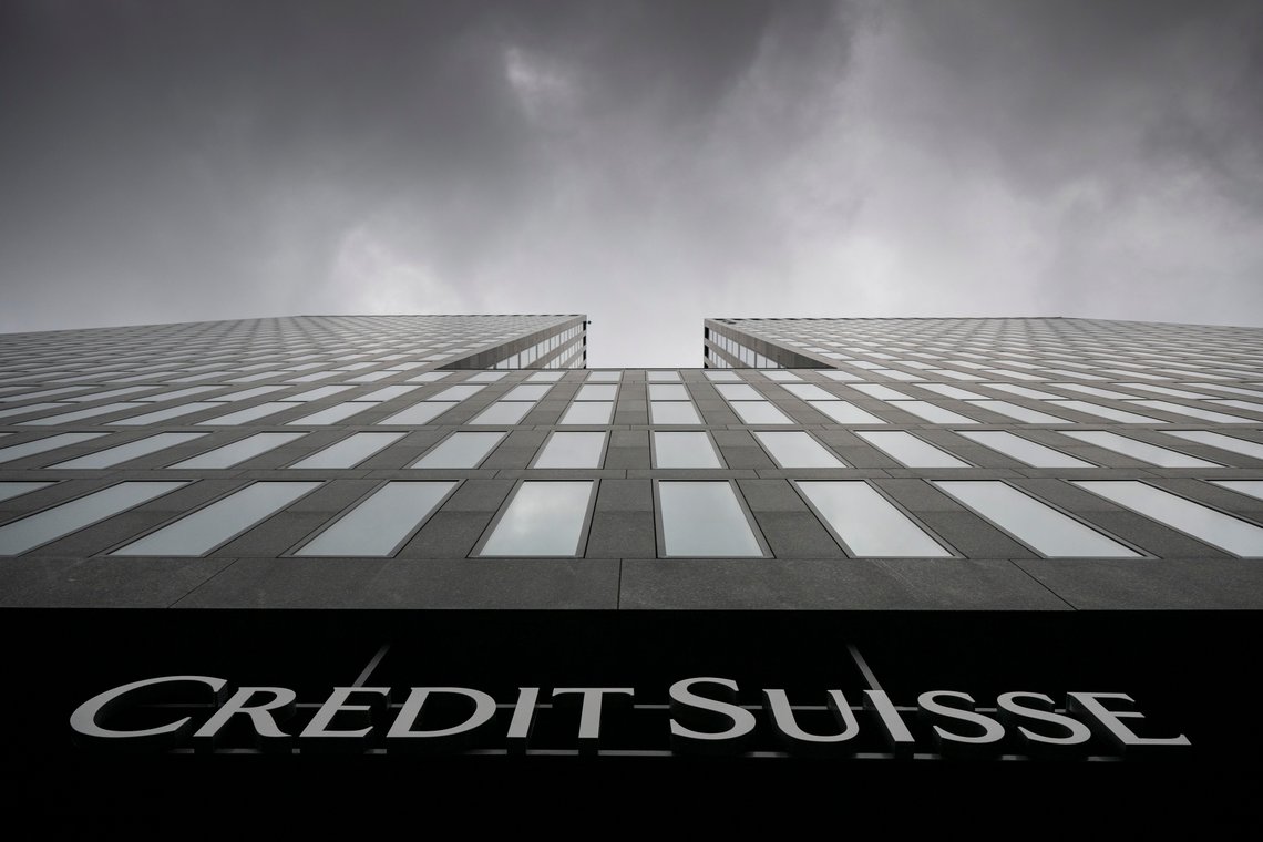 Grey clouds cover the sky over a building of the Credit Suisse bank in Zurich, Switzerland, Feb. 21, 2022. A Swiss court on Monday, June 27, 2022 said it has fined Credit Suisse more than $2 million for failing to prevent money laundering linked to a Bulgarian criminal organization a decade-and-a-half ago. (Ennio Leanza/Keystone via AP) Grey clouds cover the sky over a building of the Credit Suisse bank in Zurich, Switzerland, Feb. 21, 2022. A Swiss court on Monday, June 27, 2022 said it has fined Credit Suisse more than $2 million for failing to prevent money laundering linked to a Bulgarian criminal organization a decade-and-a-half ago. (Ennio Leanza/Keystone via AP)