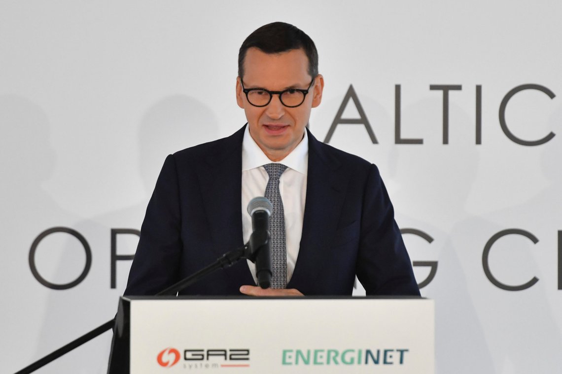 Polish Prime Minister Mateusz Morawiecki speaks during an opening ceremony of the Baltic Pipe in Budno, Poland, Tuesday, Sept. 27, 2022. The event marks the end of the process of the Baltic Pipe construction, a key route to carry gas from Norway through Denmark to Poland and neighboring countries. (AP Photo) Polish Prime Minister Mateusz Morawiecki speaks during an opening ceremony of the Baltic Pipe in Budno, Poland, Tuesday, Sept. 27, 2022. The event marks the end of the process of the Baltic Pipe construction, a key route to carry gas from Norway through Denmark to Poland and neighboring countries. (AP Photo)