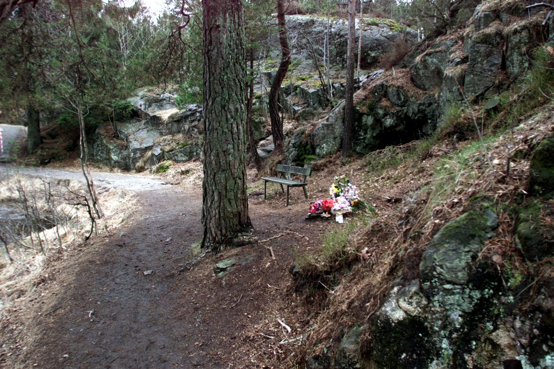 KRISTIANSAND 20010426: Rettssaken om barnedrapene i Baneheia fortsetter. Befaring i området der de to jentene ble drept.Her fra 2. Stampe i Baneheia. Veien de to drepte jentene tok etter badet. Stedet de møtte de to tiltalte guttene.
Foto: Lise Åserud / NTB KRISTIANSAND 20010426: Rettssaken om barnedrapene i Baneheia fortsetter. Befaring i området der de to jentene ble drept.Her fra 2. Stampe i Baneheia. Veien de to drepte jentene tok etter badet. Stedet de møtte de to tiltalte guttene.
Foto: Lise Åserud / NTB
