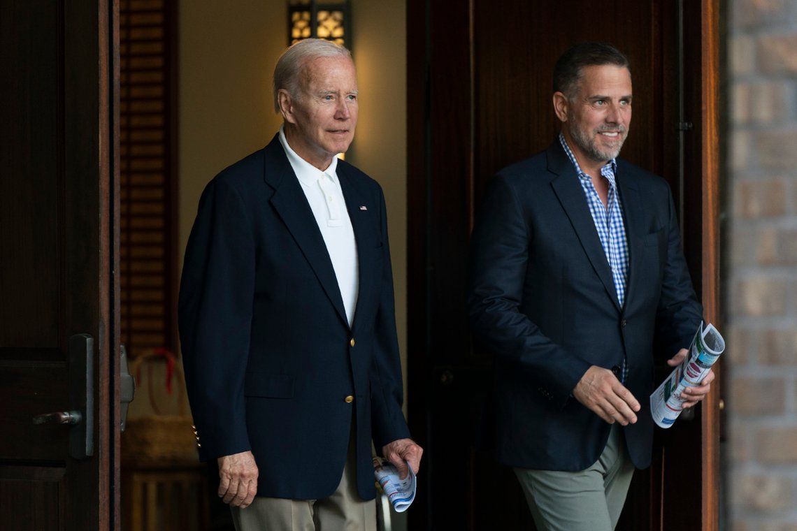 President Joe Biden and his son Hunter Biden leave Holy Spirit Catholic Church in Johns Island, S.C., after attending a Mass, Saturday, Aug. 13, 2022. Biden is in Kiawah Island with his family on vacation. (AP Photo/Manuel Balce Ceneta) President Joe Biden and his son Hunter Biden leave Holy Spirit Catholic Church in Johns Island, S.C., after attending a Mass, Saturday, Aug. 13, 2022. Biden is in Kiawah Island with his family on vacation. (AP Photo/Manuel Balce Ceneta)