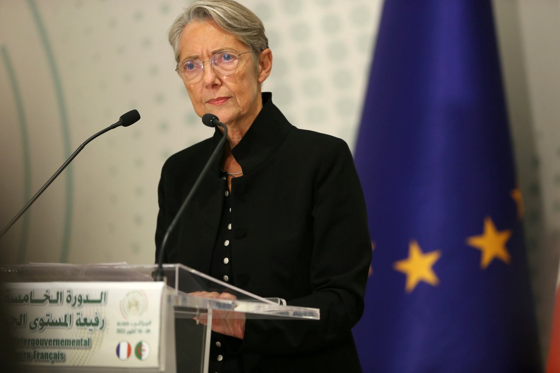 French Prime Minister Elisabeth Borne attends the 5th High Level Intergovernmental Committee between Algeria and France, in Algiers, Algeria, Monday, Oct. 10, 2022. (AP Photo/Fateh Guidoum) French Prime Minister Elisabeth Borne attends the 5th High Level Intergovernmental Committee between Algeria and France, in Algiers, Algeria, Monday, Oct. 10, 2022. (AP Photo/Fateh Guidoum)
