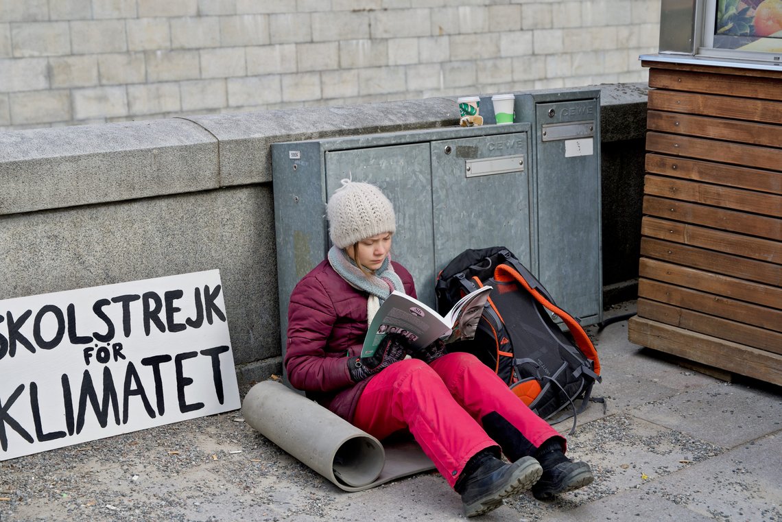 STOCKHOLM, SWEDEN - APRIL 12, 2019: Greta Thunberg climate activist demonstrating every Friday. Photo, Shutterstock, Liv Oeian, Sweden STOCKHOLM, SWEDEN - APRIL 12, 2019: Greta Thunberg climate activist demonstrating every Friday. Photo, Shutterstock, Liv Oeian, Sweden