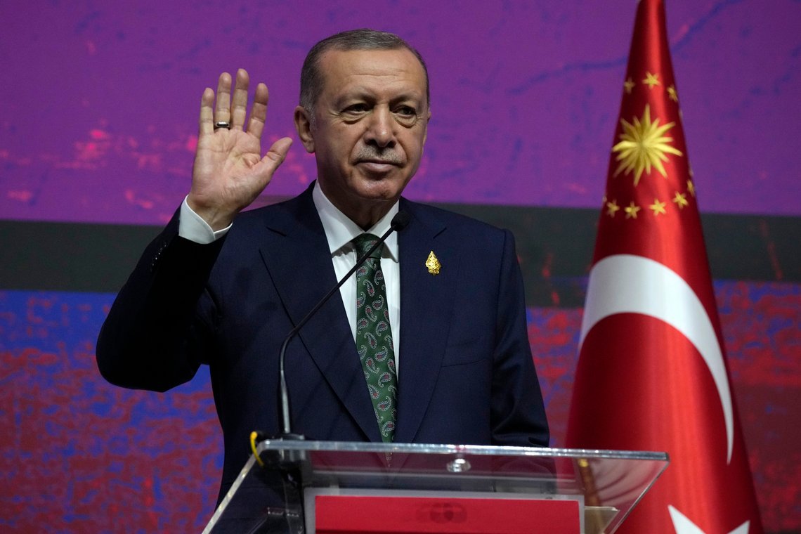 Tyrkias president Recep Tayyip Erdogan snakket om tyrkiske raketter som gjør grekerne redde da han lørdag talte under et ungdomsarrangement. Her under G20-toppmøtet på Bali i november. Arkivfoto: Firdia Lisnawati / AP / NTB Tyrkias president Recep Tayyip Erdogan snakket om tyrkiske raketter som gjør grekerne redde da han lørdag talte under et ungdomsarrangement. Her under G20-toppmøtet på Bali i november. Arkivfoto: Firdia Lisnawati / AP / NTB