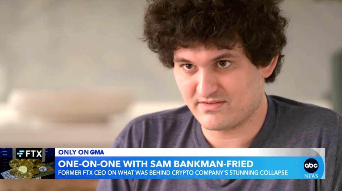 Tidligere FTX-direktør Sam Bankman-Fried i et intervju med den amerikanske TV-kanalen ABC. Foto: Good Morning America / ABC News / AP / NTB Tidligere FTX-direktør Sam Bankman-Fried i et intervju med den amerikanske TV-kanalen ABC. Foto: Good Morning America / ABC News / AP / NTB