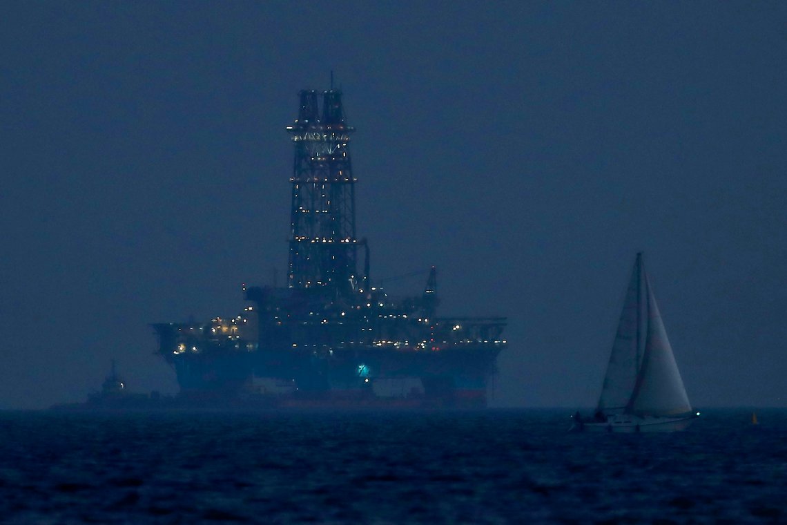 FILE- An offshore drilling rig is seen in the waters off Cyprus' coastal city of Limassol, July 5, 2020. The energy minister of Cyprus says a plan to develop a sizeable natural gas field off the Mediterranean island nation will be ready by the end of the year. Energy Minister Natasa Pilides said Thursday, July 21, 2022 another well at the Aphrodite field will be used to gather additional information about the deposit’s size and to extract gas at a later stage. (AP Photo/Petros Karadjias, File) FILE- An offshore drilling rig is seen in the waters off Cyprus' coastal city of Limassol, July 5, 2020. The energy minister of Cyprus says a plan to develop a sizeable natural gas field off the Mediterranean island nation will be ready by the end of the year. Energy Minister Natasa Pilides said Thursday, July 21, 2022 another well at the Aphrodite field will be used to gather additional information about the deposit’s size and to extract gas at a later stage. (AP Photo/Petros Karadjias, File)