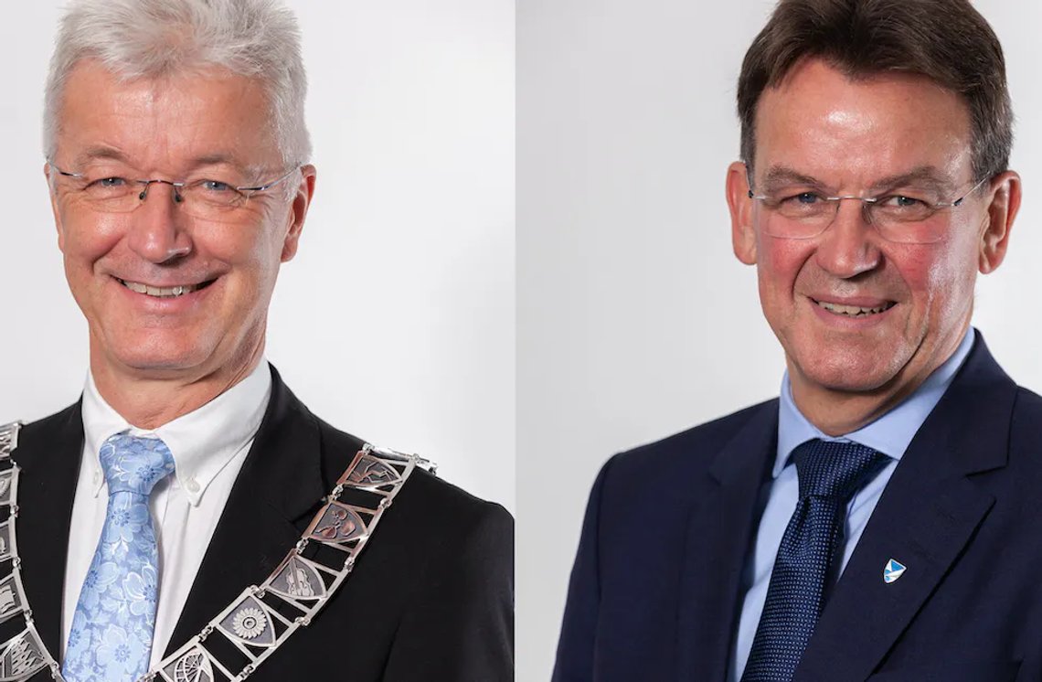 Fylkesordfører i Vestland, Jon Askeland (Sp, t.v.) og fylkesdirektør Rune Haugsdal . Foto: Vestland fylkeskommune Fylkesordfører i Vestland, Jon Askeland (Sp, t.v.) og fylkesdirektør Rune Haugsdal . Foto: Vestland fylkeskommune