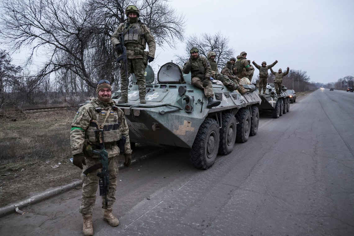 Ukrainian soldiers pose for a photo before going to the frontline in Donetsk region, Ukraine, Saturday, Jan. 28, 2023. (AP Photo/Andriy Dubchak) Ukrainian soldiers pose for a photo before going to the frontline in Donetsk region, Ukraine, Saturday, Jan. 28, 2023. (AP Photo/Andriy Dubchak)