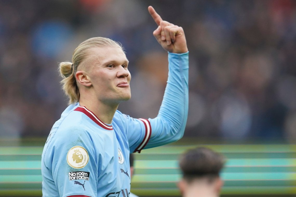 Erling Braut Haaland har igjen scoret hattrick for Manchester City. Foto: Dave Thompson / AP / NTB Erling Braut Haaland har igjen scoret hattrick for Manchester City. Foto: Dave Thompson / AP / NTB