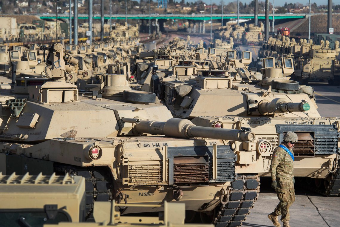 Abrams M1 oppstilt på Fort Carson i Colorado Springs. Foto: Christian Murdock/ The Gazette/ AP/ NTB Abrams M1 oppstilt på Fort Carson i Colorado Springs. Foto: Christian Murdock/ The Gazette/ AP/ NTB