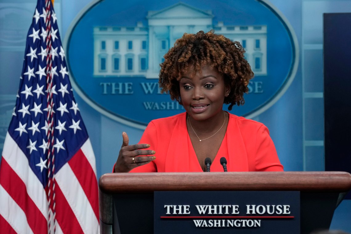 White House press secretary Karine Jean-Pierre speaks during the daily briefing at the White House in Washington, Wednesday, Jan. 11, 2023. (AP Photo/Susan Walsh) White House press secretary Karine Jean-Pierre speaks during the daily briefing at the White House in Washington, Wednesday, Jan. 11, 2023. (AP Photo/Susan Walsh)