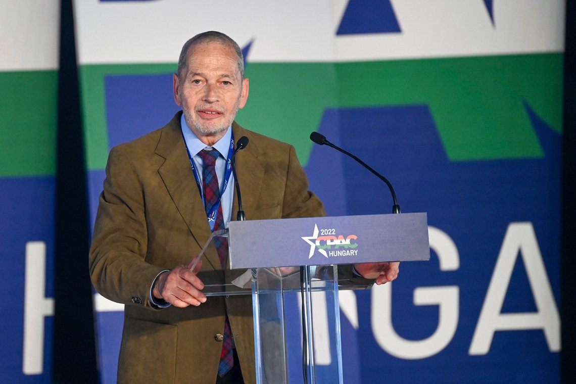 Frank Furedi, Senior Research Fellow at the Hungarian political science workshop XXI. Szazad Intezet (21th Century Institute), delivers a speech at the CPAC conference in Budapest, Hungary, Thursday, May 19, 2022. Dozens of prominent conservatives from Europe, the United States and elsewhere have gathered in Hungary for the American Conservative Political Action Conference, being held in Europe for the first time. The two-day event represents a deepening of ties between the American right wing and the autocratic government of Prime Minister Viktor Orban. (Tibor Illyes/MTI via AP) Frank Furedi, Senior Research Fellow at the Hungarian political science workshop XXI. Szazad Intezet (21th Century Institute), delivers a speech at the CPAC conference in Budapest, Hungary, Thursday, May 19, 2022. Dozens of prominent conservatives from Europe, the United States and elsewhere have gathered in Hungary for the American Conservative Political Action Conference, being held in Europe for the first time. The two-day event represents a deepening of ties between the American right wing and the autocratic government of Prime Minister Viktor Orban. (Tibor Illyes/MTI via AP)