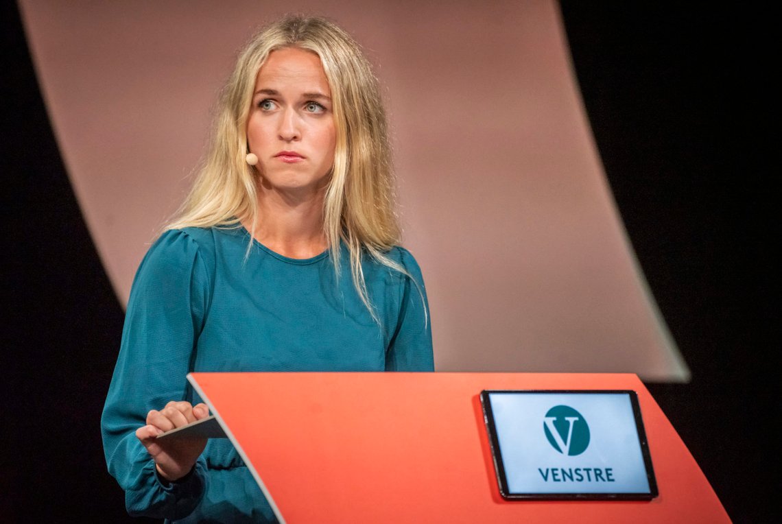 Ane Breivik, partileder Unge Venstre, på ungdomspartilederdebatten under Arendalsuka 2022.
Foto: Ole Berg-Rusten / NTB Ane Breivik, partileder Unge Venstre, på ungdomspartilederdebatten under Arendalsuka 2022.
Foto: Ole Berg-Rusten / NTB