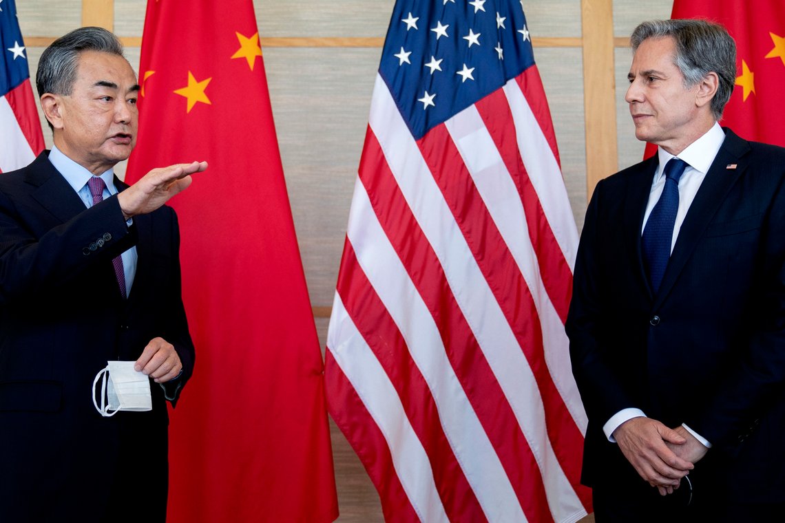 U.S. Secretary of State Antony Blinken, right, and China's Foreign Minister Wang Yi attend a meeting in Nusa Dua on the Indonesian resort island of Bali Saturday, July 9, 2022. (Stefani Reynolds/Pool Photo via AP) U.S. Secretary of State Antony Blinken, right, and China's Foreign Minister Wang Yi attend a meeting in Nusa Dua on the Indonesian resort island of Bali Saturday, July 9, 2022. (Stefani Reynolds/Pool Photo via AP)