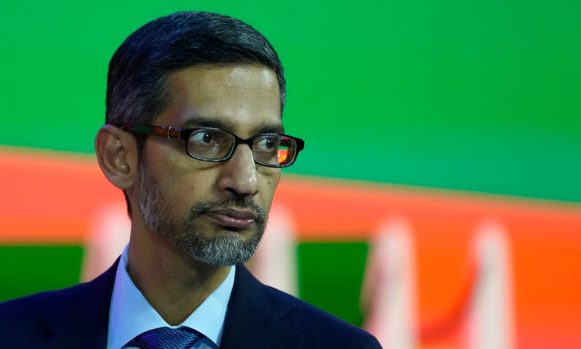 Google CEO Sundar Pichai speaks during Google for India 2022 event in New Delhi, Monday, Dec. 19, 2022. The annual event kicked off with company executives announcing various new products, projects and developments. (AP Photo/Manish Swarup) Google CEO Sundar Pichai speaks during Google for India 2022 event in New Delhi, Monday, Dec. 19, 2022. The annual event kicked off with company executives announcing various new products, projects and developments. (AP Photo/Manish Swarup)