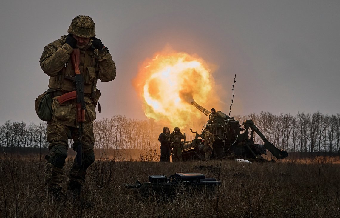 FILE - Ukrainian soldiers fire a Pion artillery system at Russian positions near Bakhmut, Donetsk region, Ukraine, Friday, Dec. 16, 2022. (AP Photo/LIBKOS, File) FILE - Ukrainian soldiers fire a Pion artillery system at Russian positions near Bakhmut, Donetsk region, Ukraine, Friday, Dec. 16, 2022. (AP Photo/LIBKOS, File)