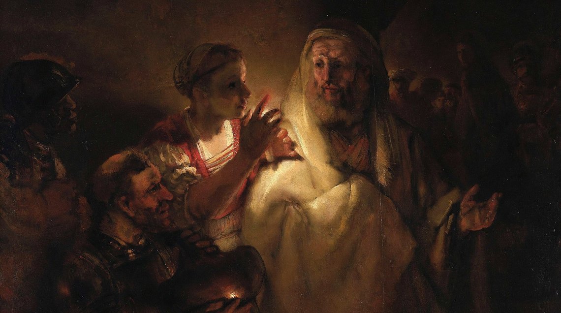 The denial of Saint Peter.*oil on canvas.*154 × 169 cm.*signed: Rembrandt 1660 The denial of Saint Peter.*oil on canvas.*154 × 169 cm.*signed: Rembrandt 1660