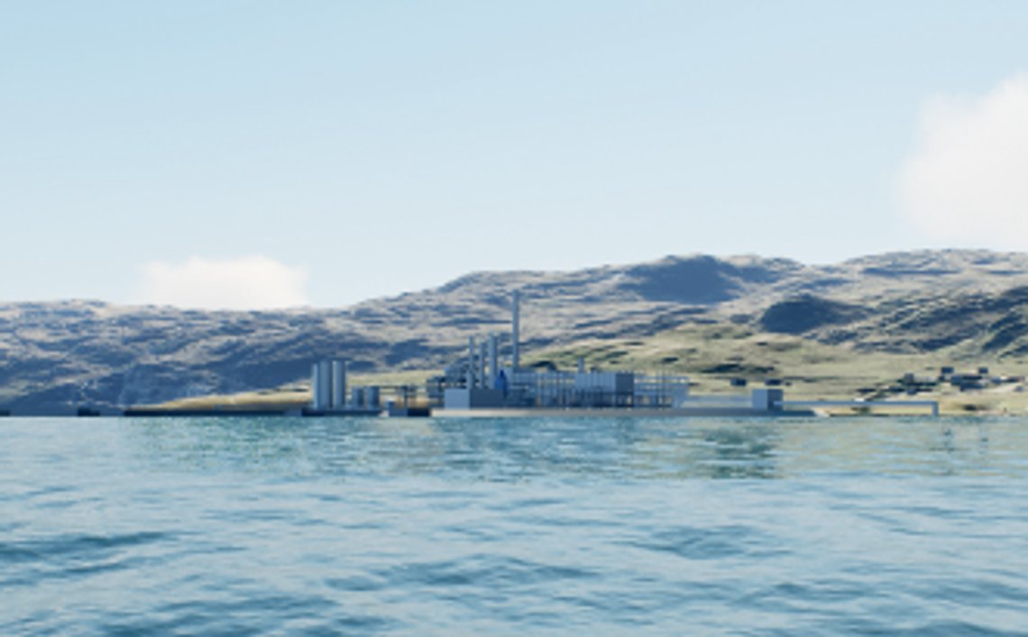 Slik fremstiller Horisont Energi sitt klimaprosjekt i nors, Barents Blue. Men Statnett mangler strøm fordi Melkøya skal elektrifiseres. Illustrasjon: Horisont Energi Slik fremstiller Horisont Energi sitt klimaprosjekt i nors, Barents Blue. Men Statnett mangler strøm fordi Melkøya skal elektrifiseres. Illustrasjon: Horisont Energi