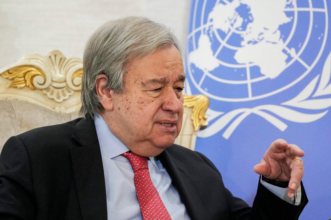 FNs generalsekretær António Guterres, bruker enhver anledning til å komme med dommedagsprofetier om global oppvarming. Foto: AP /Hadi Mizban FNs generalsekretær António Guterres, bruker enhver anledning til å komme med dommedagsprofetier om global oppvarming. Foto: AP /Hadi Mizban
