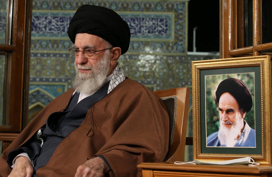 In this picture released on Monday, March 20, 2023, by the office of the Iranian supreme leader, Supreme Leader Ayatollah Ali Khamenei gives a televised new year televised to the nation, Iran. Iranians celebrate their new year, known as Nowruz, on March 21, which coincides with the first day of the Spring. A portrait of the late revolutionary founder Ayatollah Khomeini stands at right. (Office of the Iranian Supreme Leader via AP) In this picture released on Monday, March 20, 2023, by the office of the Iranian supreme leader, Supreme Leader Ayatollah Ali Khamenei gives a televised new year televised to the nation, Iran. Iranians celebrate their new year, known as Nowruz, on March 21, which coincides with the first day of the Spring. A portrait of the late revolutionary founder Ayatollah Khomeini stands at right. (Office of the Iranian Supreme Leader via AP)