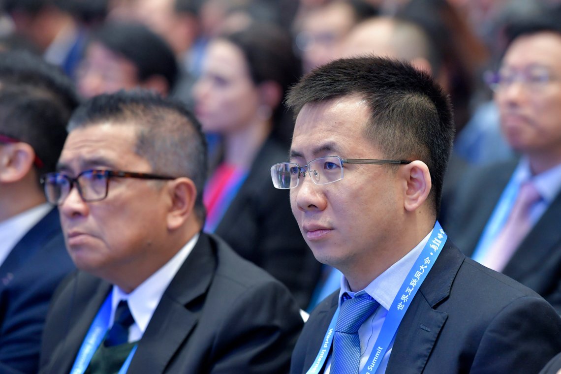 In this Nov. 7, 2018, photo, Zhang Yiming, right, CEO of ByteDance, attends the opening ceremony of the 5th World Internet Conference in Wuzhen in eastern China's Zhejiang Province. President Donald Trump on Thursday, Aug. 6, 2020, ordered a sweeping but unspecified ban on dealings with the Chinese owners of consumer apps TikTok and WeChat, although it remains unclear if he has the legal authority to actually ban the apps from the U.S. (Chinatopix via AP) In this Nov. 7, 2018, photo, Zhang Yiming, right, CEO of ByteDance, attends the opening ceremony of the 5th World Internet Conference in Wuzhen in eastern China's Zhejiang Province. President Donald Trump on Thursday, Aug. 6, 2020, ordered a sweeping but unspecified ban on dealings with the Chinese owners of consumer apps TikTok and WeChat, although it remains unclear if he has the legal authority to actually ban the apps from the U.S. (Chinatopix via AP)