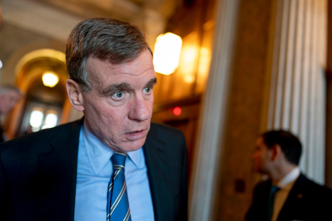 Senate Intelligence Committee Chairman Mark Warner, D-Va., stops for a reporters prior to a national security briefing on Ukraine, at the Capitol in Washington, Wednesday, March 16, 2022. (AP Photo/J. Scott Applewhite) Senate Intelligence Committee Chairman Mark Warner, D-Va., stops for a reporters prior to a national security briefing on Ukraine, at the Capitol in Washington, Wednesday, March 16, 2022. (AP Photo/J. Scott Applewhite)