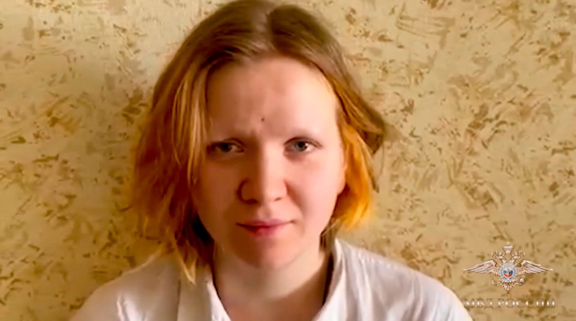 This grab taken from video released by the Russian Interior Ministry Press Service on Monday, April 3, 2023, shows Darya Trepova, a 26-year-old St. Petersburg resident suspected of involvement in a bombing at a St. Petersburg cafe. Anti-Terrorist Committee said Monday that the attack on Vladlen Tatarsky was "planned by Ukrainian special services." Russia's Investigative Committee reported the arrest of Darya Tryopova, a St. Petersburg resident suspected of involvement in the attack. (Russian Interior Ministry Press Service via AP) This grab taken from video released by the Russian Interior Ministry Press Service on Monday, April 3, 2023, shows Darya Trepova, a 26-year-old St. Petersburg resident suspected of involvement in a bombing at a St. Petersburg cafe. Anti-Terrorist Committee said Monday that the attack on Vladlen Tatarsky was "planned by Ukrainian special services." Russia's Investigative Committee reported the arrest of Darya Tryopova, a St. Petersburg resident suspected of involvement in the attack. (Russian Interior Ministry Press Service via AP)