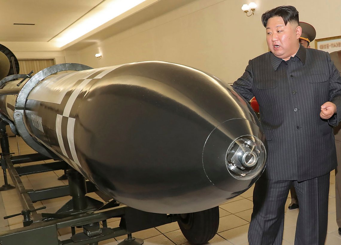 This photo provided on Tuesday, March 28, 2023, by the North Korean government, North Korean leader Kim Jong Un, rear, visits a hall displayed what appeared to be various types of warheads designed to be mounted on missiles or rocket launchers on March 27, 2023, in undisclosed location, North Korea. Independent journalists were not given access to cover the event depicted in this image distributed by the North Korean government. The content of this image is as provided and cannot be independently verified. (Korean Central News Agency/Korea News Service via AP) This photo provided on Tuesday, March 28, 2023, by the North Korean government, North Korean leader Kim Jong Un, rear, visits a hall displayed what appeared to be various types of warheads designed to be mounted on missiles or rocket launchers on March 27, 2023, in undisclosed location, North Korea. Independent journalists were not given access to cover the event depicted in this image distributed by the North Korean government. The content of this image is as provided and cannot be independently verified. (Korean Central News Agency/Korea News Service via AP)