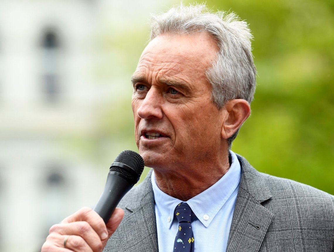 FILE - Attorney Robert F. Kennedy Jr. speaks at the New York State Capitol, May 14, 2019, in Albany, N.Y. Kennedy Jr., an anti-vaccine activist and scion of one of the country’s most famous political families, is running for president. Kennedy, a Democrat, filed a statement of candidacy Wednesday, April 6, 2023, with the Federal Election Commission. (AP Photo/Hans Pennink, File) FILE - Attorney Robert F. Kennedy Jr. speaks at the New York State Capitol, May 14, 2019, in Albany, N.Y. Kennedy Jr., an anti-vaccine activist and scion of one of the country’s most famous political families, is running for president. Kennedy, a Democrat, filed a statement of candidacy Wednesday, April 6, 2023, with the Federal Election Commission. (AP Photo/Hans Pennink, File)