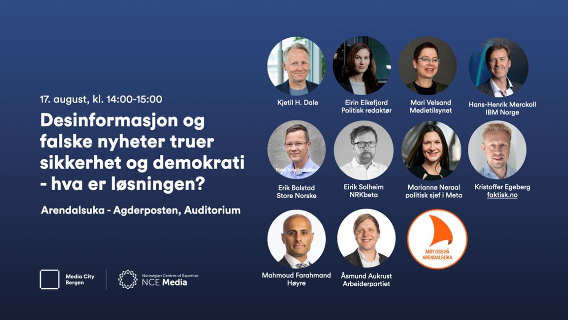 Denne gjengen skulle informere om hvilken trussel falske nyheter og desinformasjon utgjør under Arendalsuka i fjor høst. En av deltagerne fortjener stor respekt. Skjermdump YouTube Denne gjengen skulle informere om hvilken trussel falske nyheter og desinformasjon utgjør under Arendalsuka i fjor høst. En av deltagerne fortjener stor respekt. Skjermdump YouTube