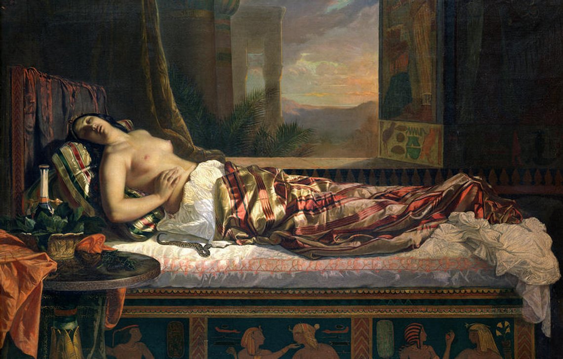 Kleopatras død, maleri fra 1841 av August German Von Bohm. Kleopatras død, maleri fra 1841 av August German Von Bohm.
