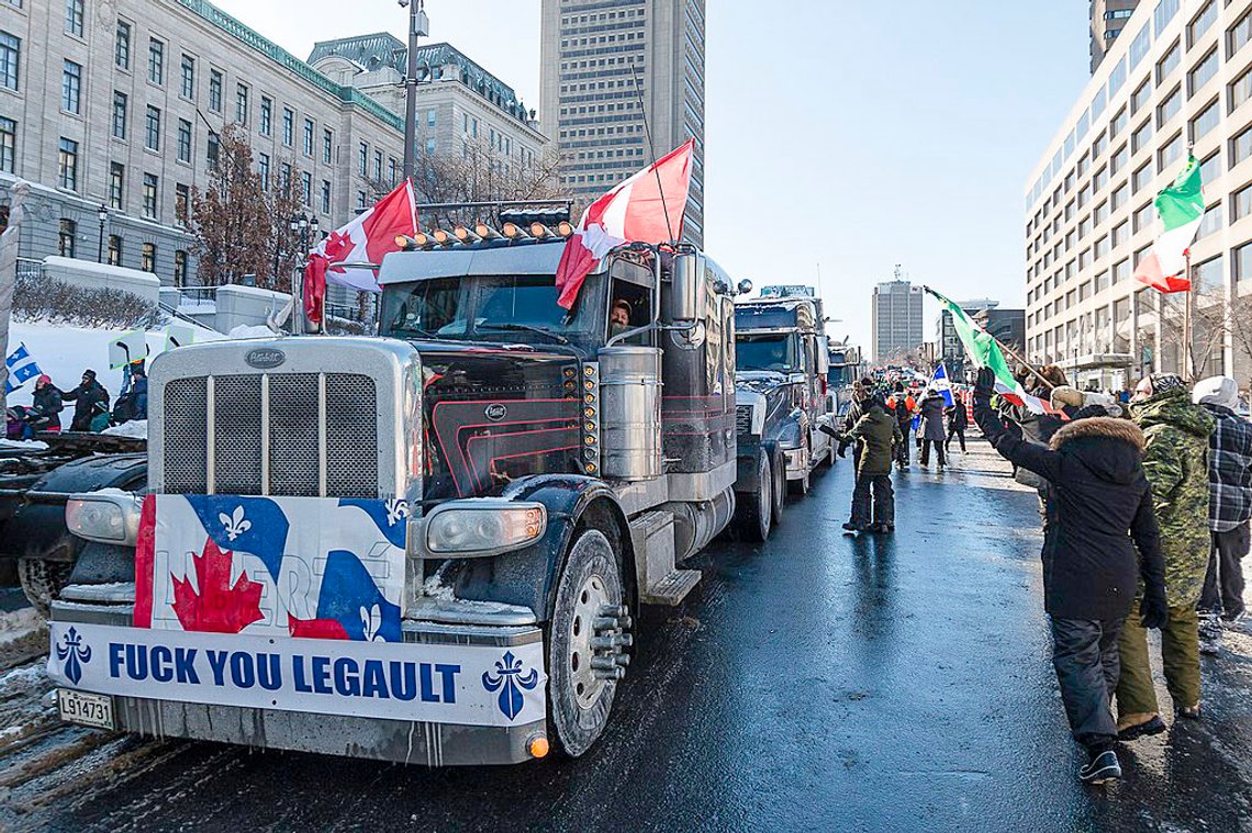 Freedom Convoy, Convoi de la liberté à Québec. Foto: Mathieu Breton, Wikimedia Commons Freedom Convoy, Convoi de la liberté à Québec. Foto: Mathieu Breton, Wikimedia Commons
