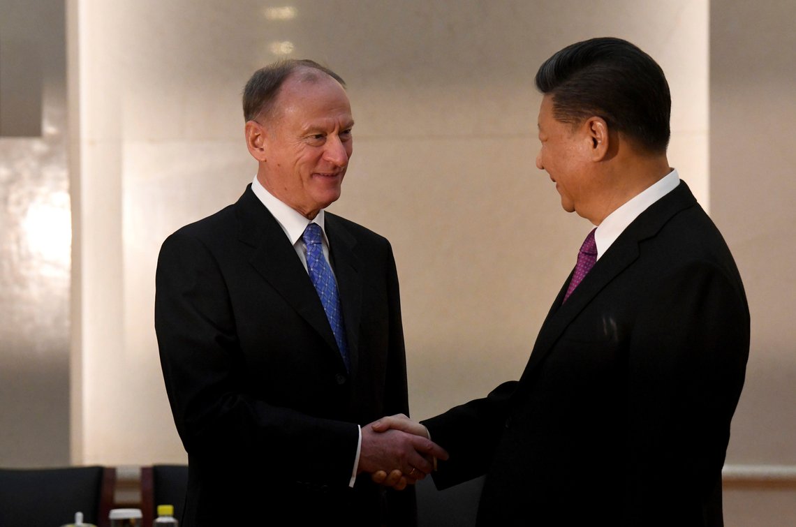 China's President Xi Jinping, right, shakes hands with Russia's security council secretary Nikolai Patrushev at the Great Hall of the People in Beijing, Monday, Dec. 2, 2019. (Noel Celis/Pool Photo via AP) China's President Xi Jinping, right, shakes hands with Russia's security council secretary Nikolai Patrushev at the Great Hall of the People in Beijing, Monday, Dec. 2, 2019. (Noel Celis/Pool Photo via AP)
