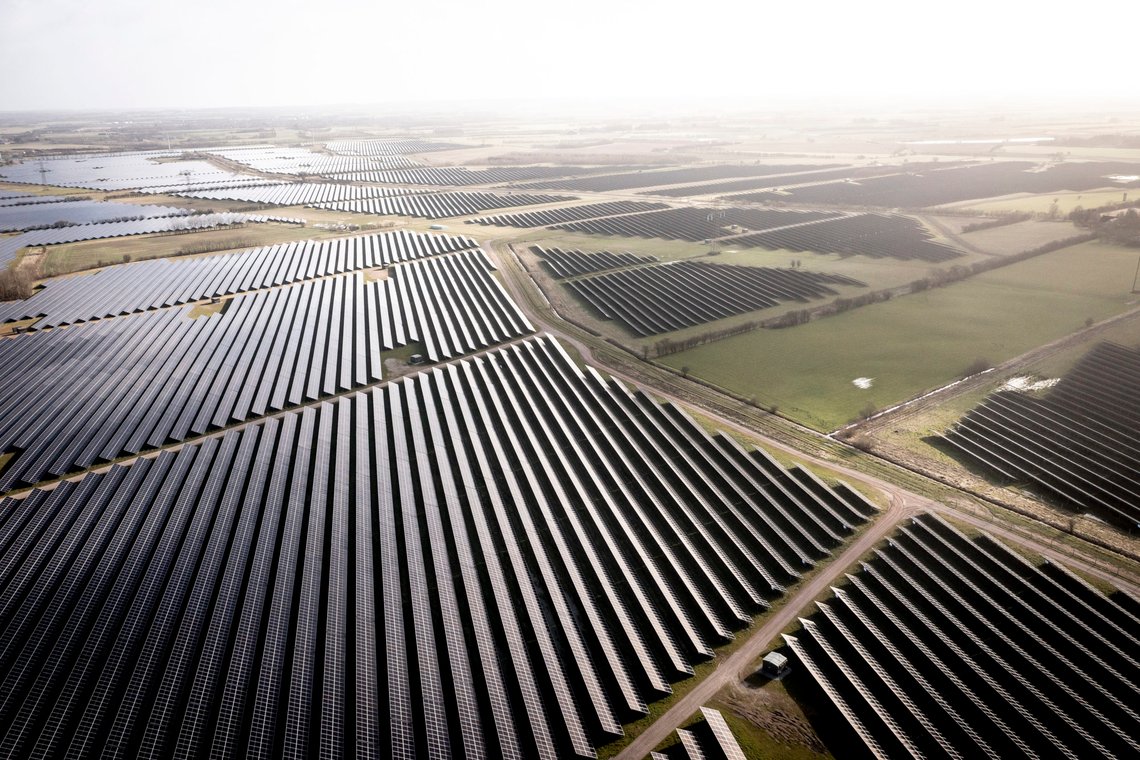 Solar installations on 340 hectares surround the village of Hjolderup west of Aabenraa, southern Denmark on Tuesday Feb. 21, 2023. The village of Hjolderup consists of 12 households. The 300 MW solar park will be Northern Europe's largest and is being built by Danish European Energy. (Mads Claus Rasmussen/Ritzau Scanpix via AP) Solar installations on 340 hectares surround the village of Hjolderup west of Aabenraa, southern Denmark on Tuesday Feb. 21, 2023. The village of Hjolderup consists of 12 households. The 300 MW solar park will be Northern Europe's largest and is being built by Danish European Energy. (Mads Claus Rasmussen/Ritzau Scanpix via AP)