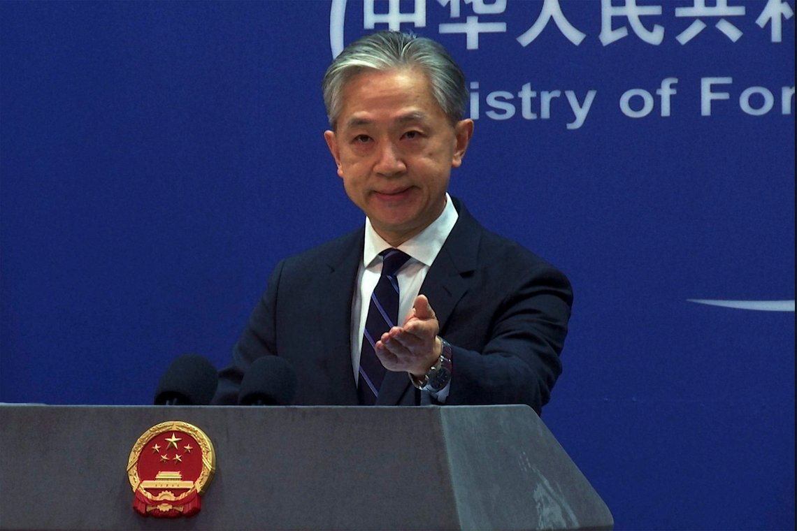 In this image made from video, Chinese Foreign Ministry spokesperson Wang Wenbin speaks during a media briefing at the Ministry of Foreign Affairs office in Beijing, Monday, Feb. 13, 2023. China on Monday said more than 10 U.S. high-altitude balloons have flown in its airspace during the past year without its permission, following Washington's accusation that Beijing operates a fleet of surveillance balloons around the world. (AP Photo/Liu Zheng) In this image made from video, Chinese Foreign Ministry spokesperson Wang Wenbin speaks during a media briefing at the Ministry of Foreign Affairs office in Beijing, Monday, Feb. 13, 2023. China on Monday said more than 10 U.S. high-altitude balloons have flown in its airspace during the past year without its permission, following Washington's accusation that Beijing operates a fleet of surveillance balloons around the world. (AP Photo/Liu Zheng)