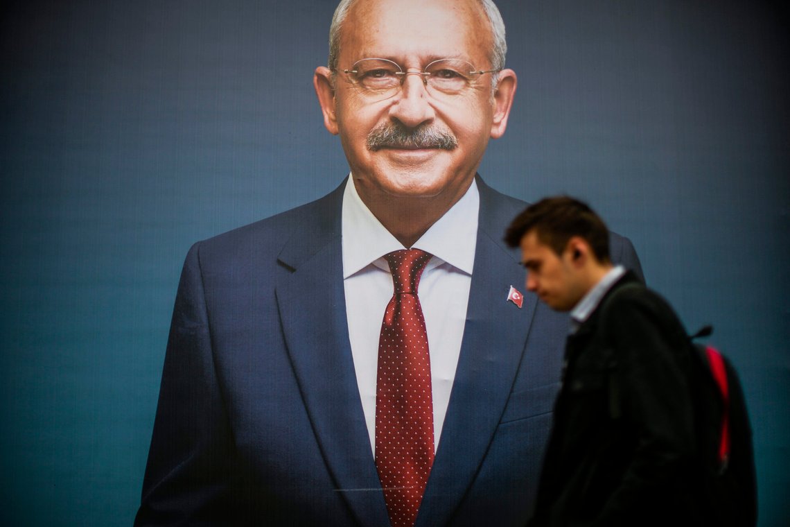 A man walks past a billboard of Turkish CHP party leader and Nation Alliance's presidential candidate Kemal Kilicdaroglu a day after the presidential election day, in Istanbul, Turkey, Monday, May 15, 2023. Turkey's presidential elections appeared to be heading toward a second-round runoff on Monday, with President Recep Tayyip Erdogan, who has ruled his country with a firm grip for 20 years, leading over his chief challenger, but falling short of the votes needed for an outright win. (AP Photo/Emrah Gurel) A man walks past a billboard of Turkish CHP party leader and Nation Alliance's presidential candidate Kemal Kilicdaroglu a day after the presidential election day, in Istanbul, Turkey, Monday, May 15, 2023. Turkey's presidential elections appeared to be heading toward a second-round runoff on Monday, with President Recep Tayyip Erdogan, who has ruled his country with a firm grip for 20 years, leading over his chief challenger, but falling short of the votes needed for an outright win. (AP Photo/Emrah Gurel)