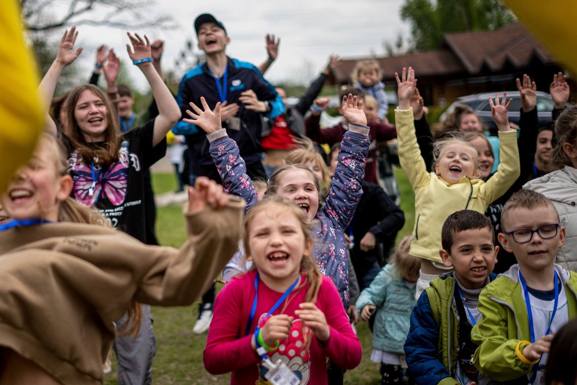 Children dance at the recovery camp for children and their mothers affected by the war near Lviv, Ukraine, Wednesday, May 3, 2023. A generation of Ukrainian children have seen their lives upended by Russia's invasion of their country. Hundreds of kids have been killed. For the survivors, the wide-ranging trauma is certain to leave psychological scars that will follow them into adolescence and adulthood. UNICEF says an estimated 1.5 million Ukrainian children are at risk of mental health issues. (AP Photo/Hanna Arhirova) Children dance at the recovery camp for children and their mothers affected by the war near Lviv, Ukraine, Wednesday, May 3, 2023. A generation of Ukrainian children have seen their lives upended by Russia's invasion of their country. Hundreds of kids have been killed. For the survivors, the wide-ranging trauma is certain to leave psychological scars that will follow them into adolescence and adulthood. UNICEF says an estimated 1.5 million Ukrainian children are at risk of mental health issues. (AP Photo/Hanna Arhirova)