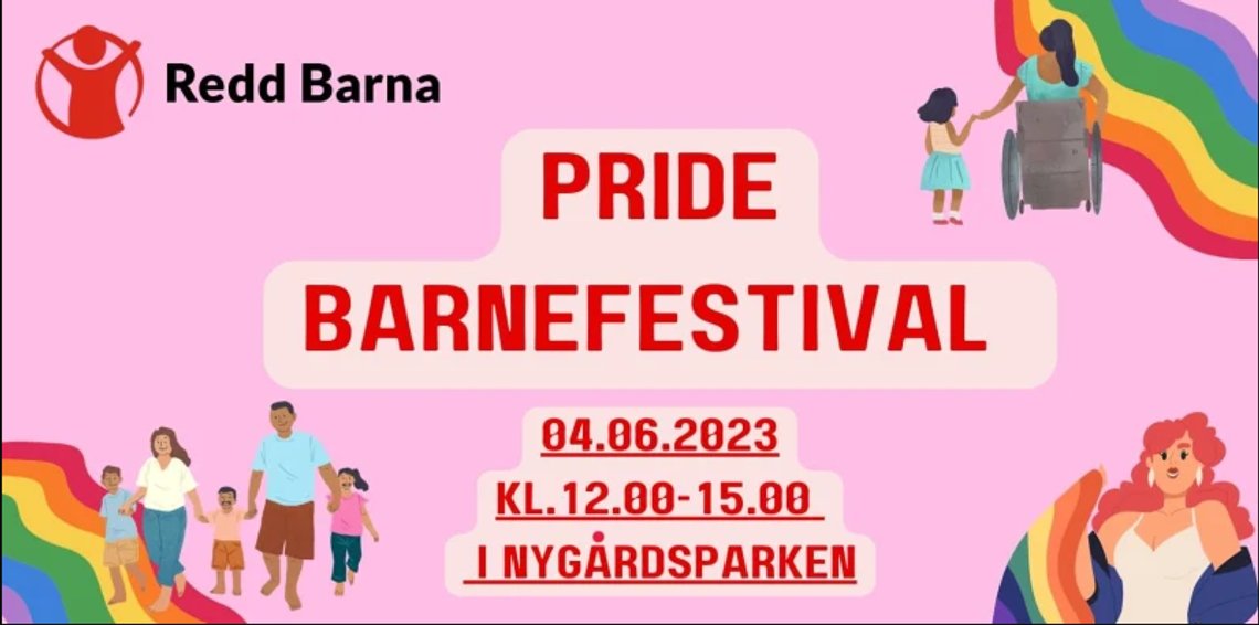 Plakaten som er brukt for å opplyse om Pride barnefestival i Nygårdsparken i Bergen, søndag 2. juni. Skjermdump: Frivillig.no Plakaten som er brukt for å opplyse om Pride barnefestival i Nygårdsparken i Bergen, søndag 2. juni. Skjermdump: Frivillig.no