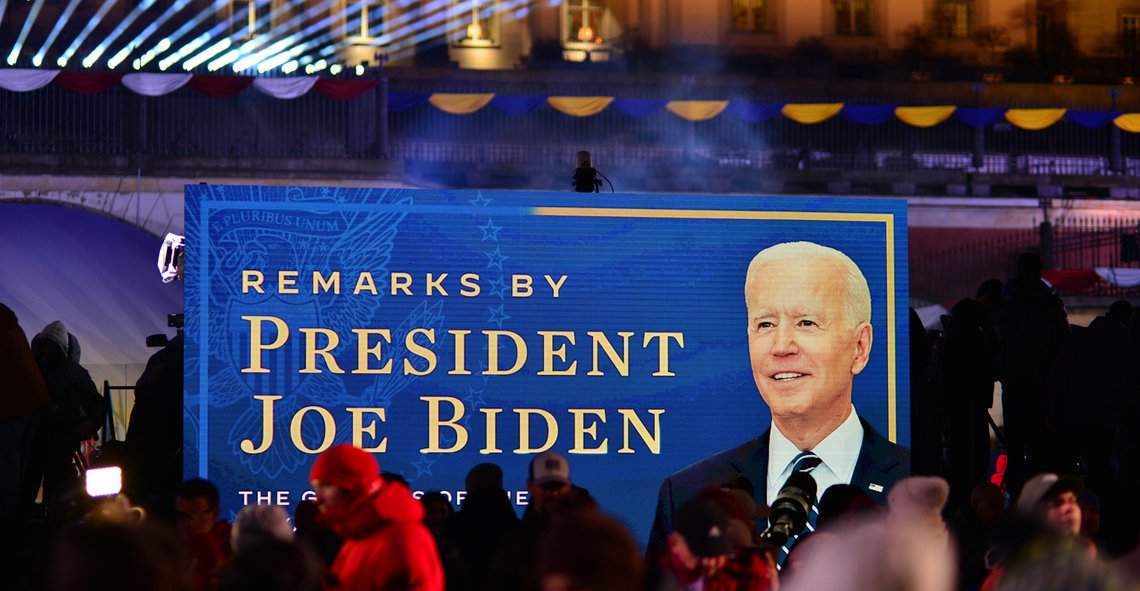 Warsaw, Poland. 21 February 2023. Ceremonial setting during President Joe Biden speech at the Warsaw Royal Castle Gardens. Photo: Shutterstock, by Grand Warszawski. Warsaw, Poland. 21 February 2023. Ceremonial setting during President Joe Biden speech at the Warsaw Royal Castle Gardens. Photo: Shutterstock, by Grand Warszawski.
