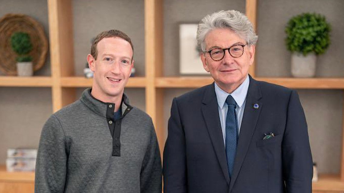 Meta-sjef Mark Zuckerberg og EU-kommissær Thierry Breton. Foto: Twitter. Meta-sjef Mark Zuckerberg og EU-kommissær Thierry Breton. Foto: Twitter.