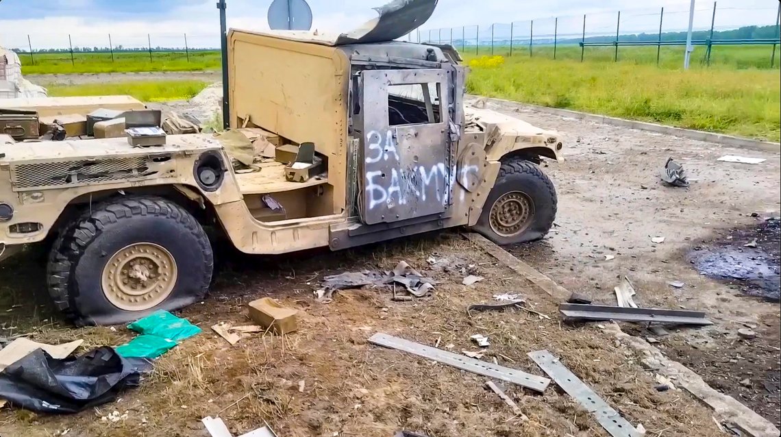 In this image taken from video released by Russian Defense Ministry Press Service, a damaged armored military vehicle is seen after fighting in Russia's western Belgorod region on Tuesday, May 23, 2023. Russia alleges that dozens of Ukrainian militants crossed into one of its border towns in its Belgorod region, striking targets and forcing an evacuation, before over 70 of the attackers were killed or pushed back by a counterterrorism operation. (Russian Defense Ministry Press Service via AP) In this image taken from video released by Russian Defense Ministry Press Service, a damaged armored military vehicle is seen after fighting in Russia's western Belgorod region on Tuesday, May 23, 2023. Russia alleges that dozens of Ukrainian militants crossed into one of its border towns in its Belgorod region, striking targets and forcing an evacuation, before over 70 of the attackers were killed or pushed back by a counterterrorism operation. (Russian Defense Ministry Press Service via AP)