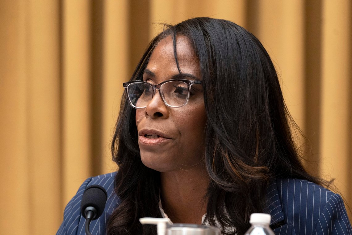 Ranking member Rep. Stacey Plaskett, D-V.I., speaks during a House Judiciary subcommittee hearing on what Republicans say is the politicization of the FBI and Justice Department and attacks on American civil liberties, on Capitol Hill in Washington, Thursday, March 9, 2023. (AP Photo/Manuel Balce Ceneta) Ranking member Rep. Stacey Plaskett, D-V.I., speaks during a House Judiciary subcommittee hearing on what Republicans say is the politicization of the FBI and Justice Department and attacks on American civil liberties, on Capitol Hill in Washington, Thursday, March 9, 2023. (AP Photo/Manuel Balce Ceneta)