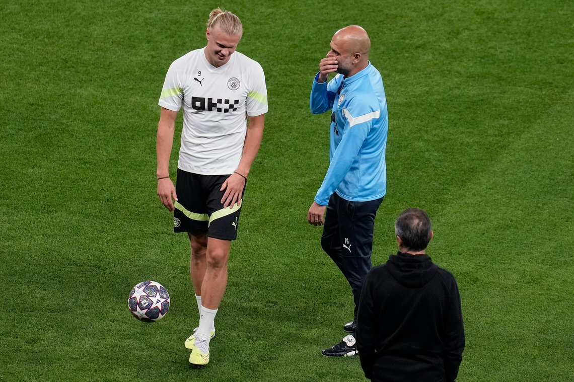 Erling Braut Haaland er selvsagt blant Pep Guardiolas utvalgte fra start i mesterligafinalen. Foto: Thanassis Stavrakis, AP / NTB Erling Braut Haaland er selvsagt blant Pep Guardiolas utvalgte fra start i mesterligafinalen. Foto: Thanassis Stavrakis, AP / NTB