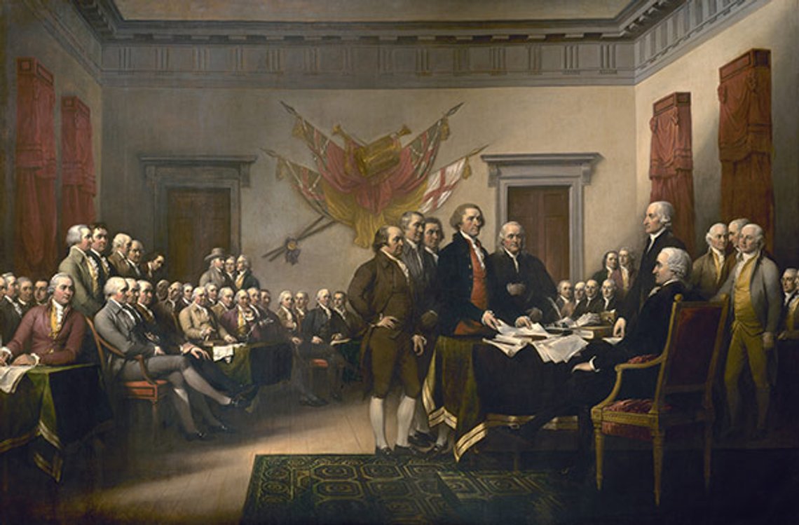 Declaration of Independence, olje på lerret av John Trumbull, 1818. Declaration of Independence, olje på lerret av John Trumbull, 1818.