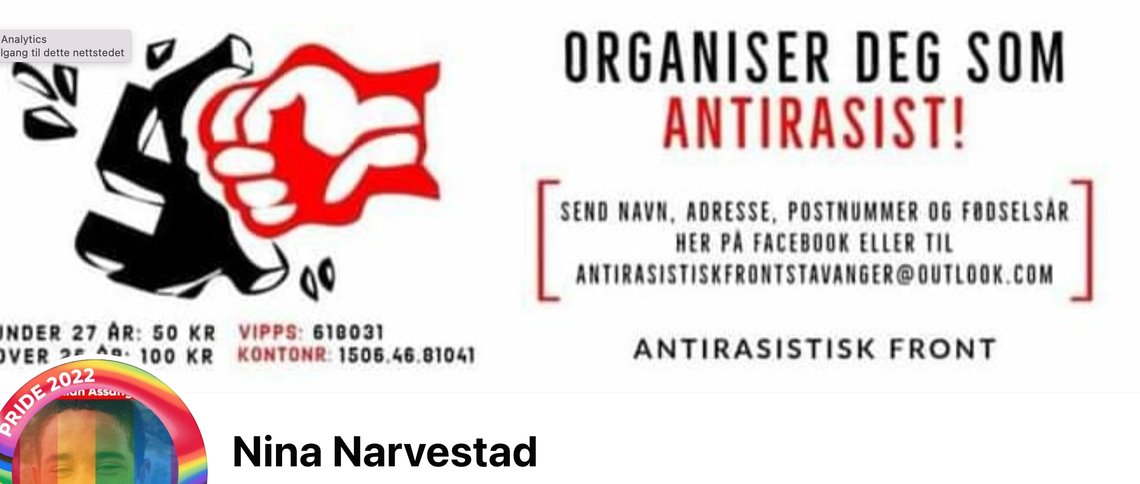 Antirasistisk Front har klaget Document inn for Pressens Faglige Utvalg og kaller Document for nazistisk. Etter symbolikken å dømme er Antirasistisk Front en fortsettelse av Tjen Folket. De har ingen problemer med voldelighet bare det er for den riktige Saken. Redaktøren er overrasket over at PFU vil senke seg ned på et slikt nivå og velger å svare i spaltene. Antirasistisk Front har klaget Document inn for Pressens Faglige Utvalg og kaller Document for nazistisk. Etter symbolikken å dømme er Antirasistisk Front en fortsettelse av Tjen Folket. De har ingen problemer med voldelighet bare det er for den riktige Saken. Redaktøren er overrasket over at PFU vil senke seg ned på et slikt nivå og velger å svare i spaltene.