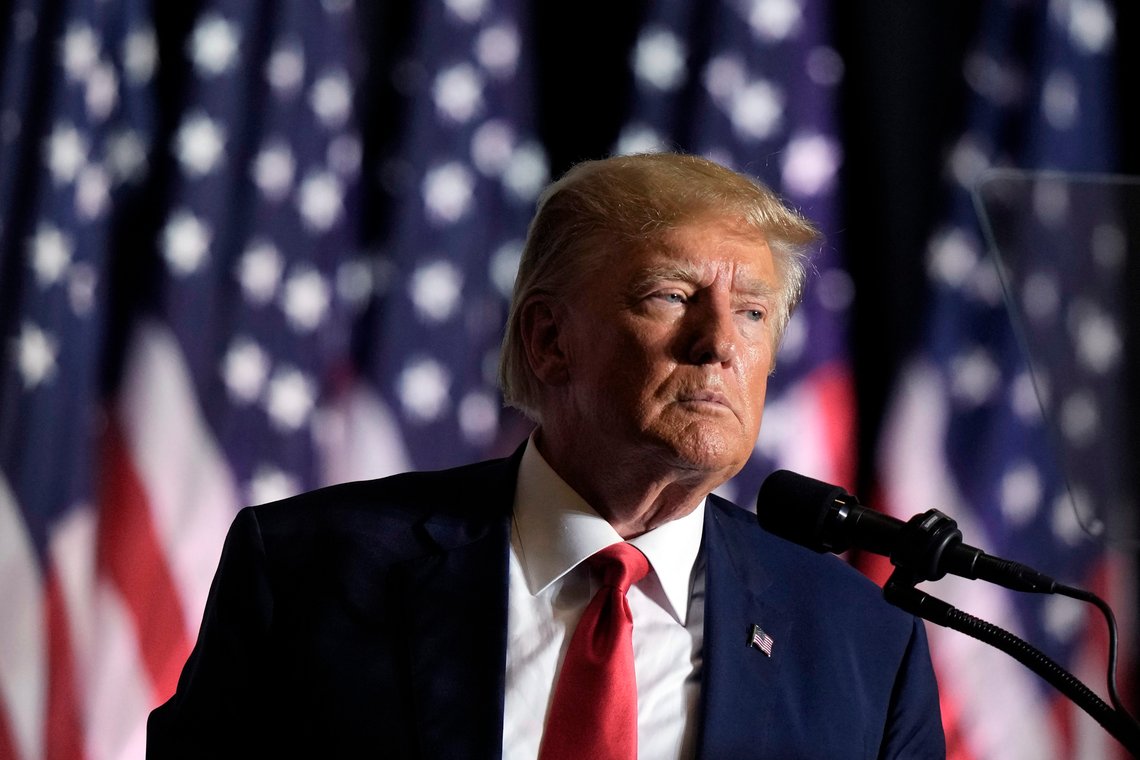 FILE - Former President Donald Trump speaks during a rally, July 7, 2023, in Council Bluffs, Iowa. Many state Republican parties made changes to their rules ahead of the 2020 election by adding more winner-take-all contests and requiring candidates to earn higher percentages of the vote to claim any delegates. Those changes all benefit a frontrunner, a position Trump has held despite his mounting legal peril, blame for his party's lackluster performance in the 2022 elections and the turbulent years of his presidency. (AP Photo/Charlie Riedel, File) FILE - Former President Donald Trump speaks during a rally, July 7, 2023, in Council Bluffs, Iowa. Many state Republican parties made changes to their rules ahead of the 2020 election by adding more winner-take-all contests and requiring candidates to earn higher percentages of the vote to claim any delegates. Those changes all benefit a frontrunner, a position Trump has held despite his mounting legal peril, blame for his party's lackluster performance in the 2022 elections and the turbulent years of his presidency. (AP Photo/Charlie Riedel, File)