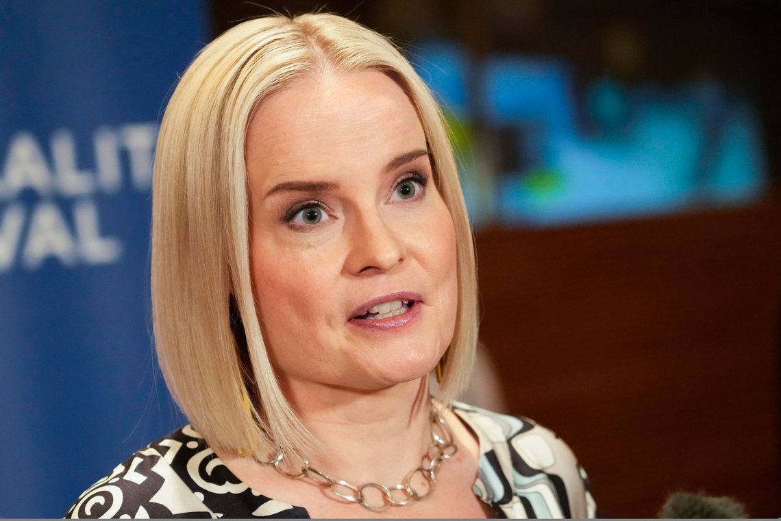 Riikka Purra og hennes parti Sannfinnene, opplever ikke uventet en heksejakt for tiden. Foto: AP/Sergei Grits Riikka Purra og hennes parti Sannfinnene, opplever ikke uventet en heksejakt for tiden. Foto: AP/Sergei Grits