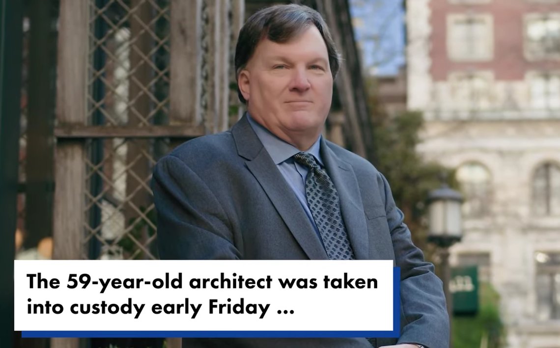 Foto: Skjermdump New York Post YouTube. Den mistenkte arrestert i forbindelse med seriemord på Long Island var 59 år gamle arkitekt Rex Heuermann som er gift og far til to barn. Foto: Skjermdump New York Post YouTube. Den mistenkte arrestert i forbindelse med seriemord på Long Island var 59 år gamle arkitekt Rex Heuermann som er gift og far til to barn.
