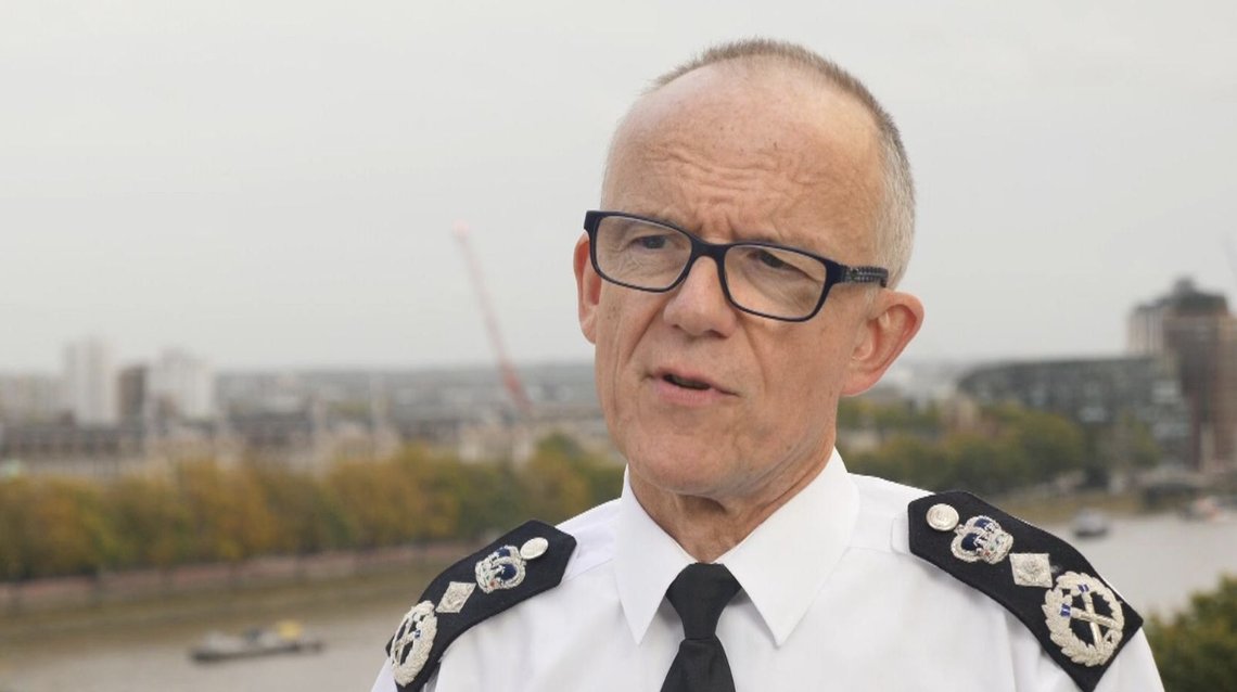 Sir Mark Rowley. Skjermdump video/ Sky News Sir Mark Rowley. Skjermdump video/ Sky News