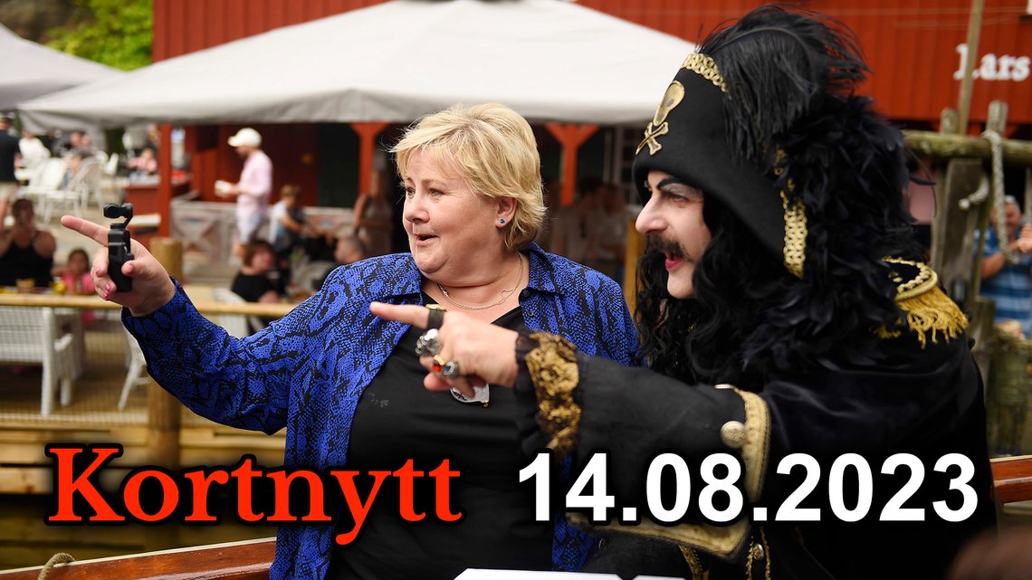 Statsminister Erna Solberg (H) reiser ut på valgkampturné før stortingsvalget 2021. Her sammen med kaptein Sabeltann ved Kjuttaviga. Foto: Annika Byrde / NTB Statsminister Erna Solberg (H) reiser ut på valgkampturné før stortingsvalget 2021. Her sammen med kaptein Sabeltann ved Kjuttaviga. Foto: Annika Byrde / NTB